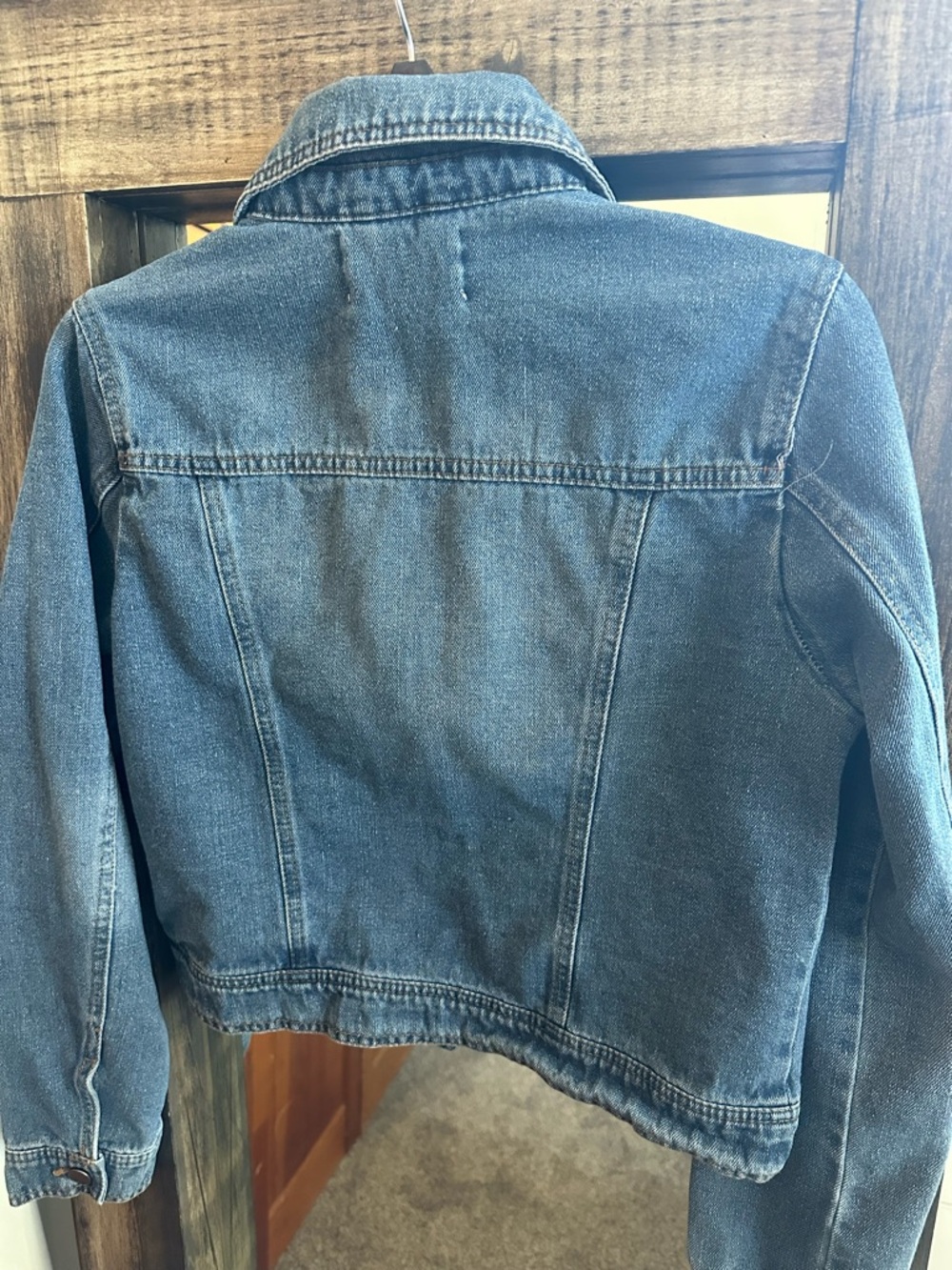 1 Sunset Lane Cropped Denim Jacket Small | Classic Blue Jean Jacket Trucker Boho - Picture 3 of 4
